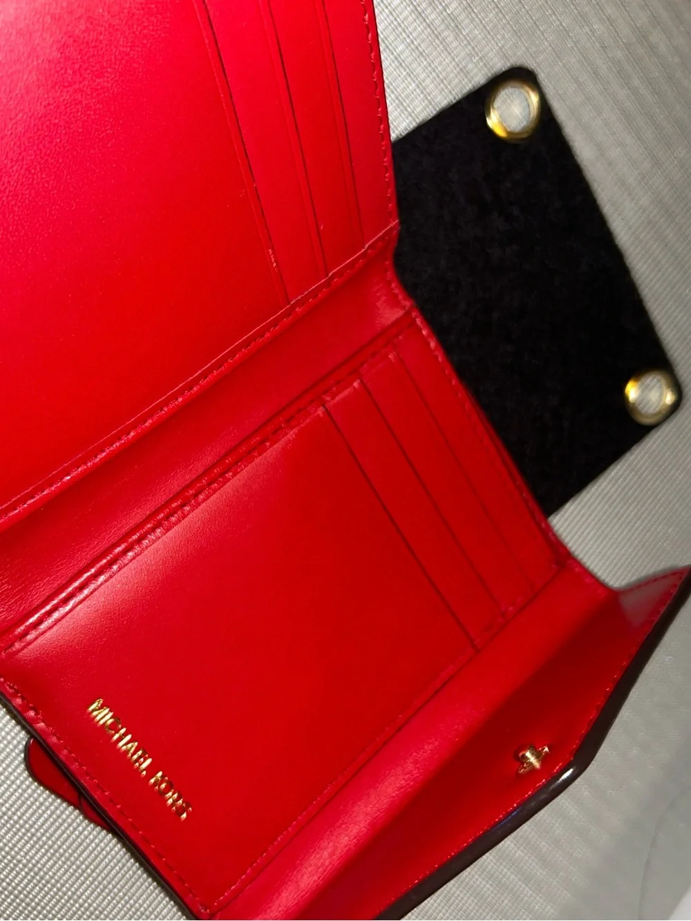 Michael Kors red leather jet set small envelope wallet